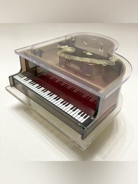 Vintage Sankyo Clear Acrylic Grand Piano Music Box Japan Movement Tested Works